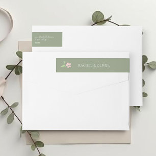 Sage Green   Chic Floral Wedding Couple  Wrap Around Label