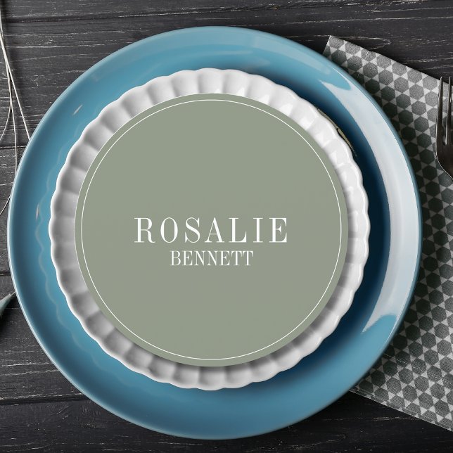 Sage Green Chic Formal Round Wedding Guest Place  Programme (Creator Uploaded)