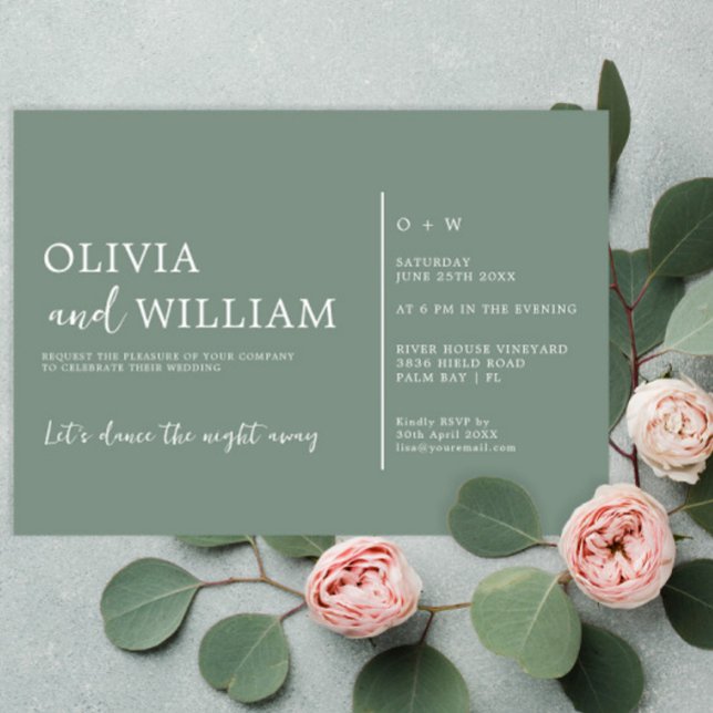Sage Green Chic Minimal Wedding Invitation (Creator Uploaded)