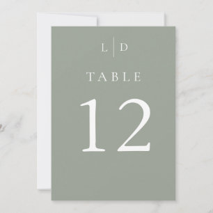 Sage Green Chic Monogram Wedding Table Numbers