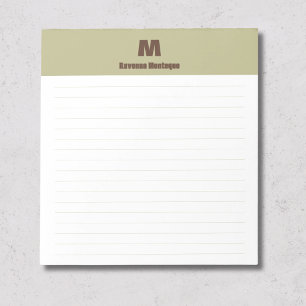 Sage Green Chic Personalized Monogram Name Lined Notepad
