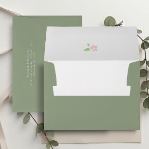 Sage Green Chic Petit Floral Wedding Envelope