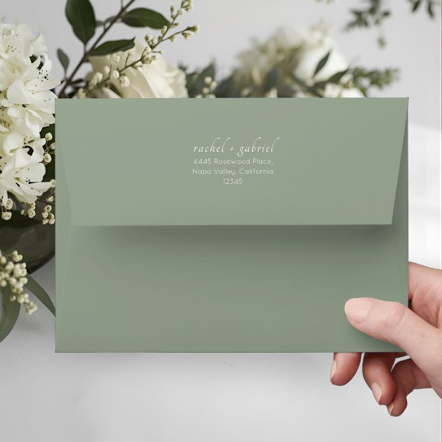Sage Green | Chic Simple Clean Wedding  Envelope (Creator Uploaded)