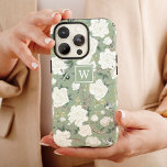 Sage Green Chinoiserie Bird Peony Garden Monogram iPhone 13 Case<br><div class="desc">This chinoiserie-inspired design features elegant botanical florals,  birds and greenery in sage green and ivory white. Personalise the phone case with your monogram or initial.</div>