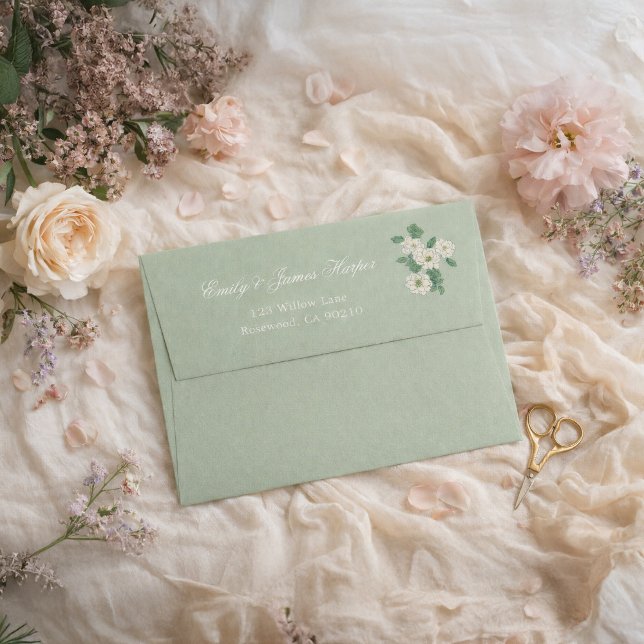 Sage Green Chinoiserie Return Address Envelope (Creator Uploaded)