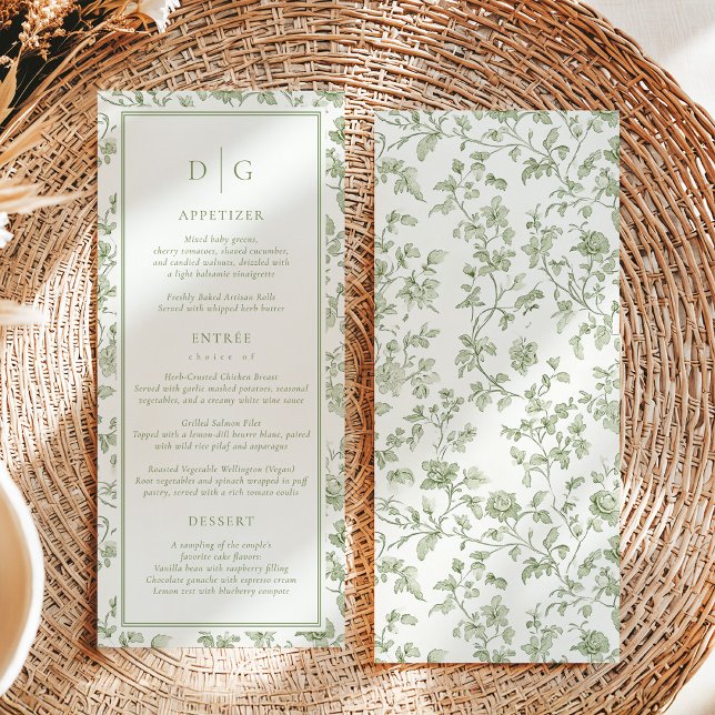Sage Green Chinoiserie Wedding Menu (Creator Uploaded)