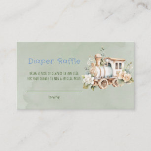 Sage Green Choo Choo Train Diaper Raffle Business Card
