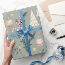 Sage Green Christmas , Eucalyptus Pink Ornament