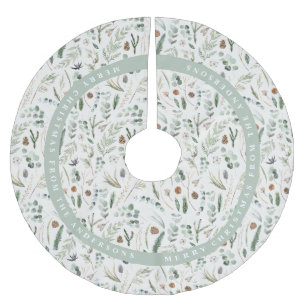 Sage green Christmas modern minimal botanical gift Brushed Polyester Tree Skirt