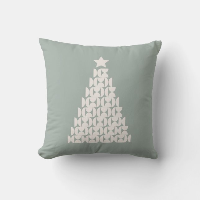 Sage Green Christmas Tree Cushion (Front)