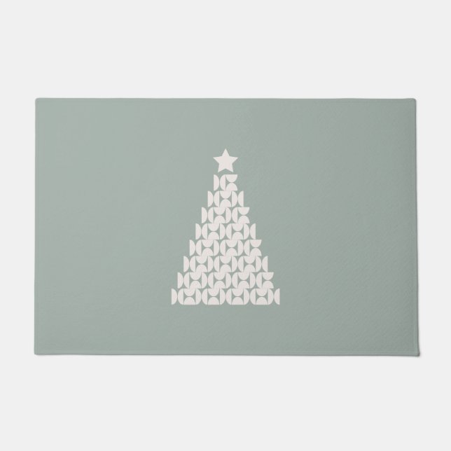 Sage Green Christmas Tree Doormat (Front)