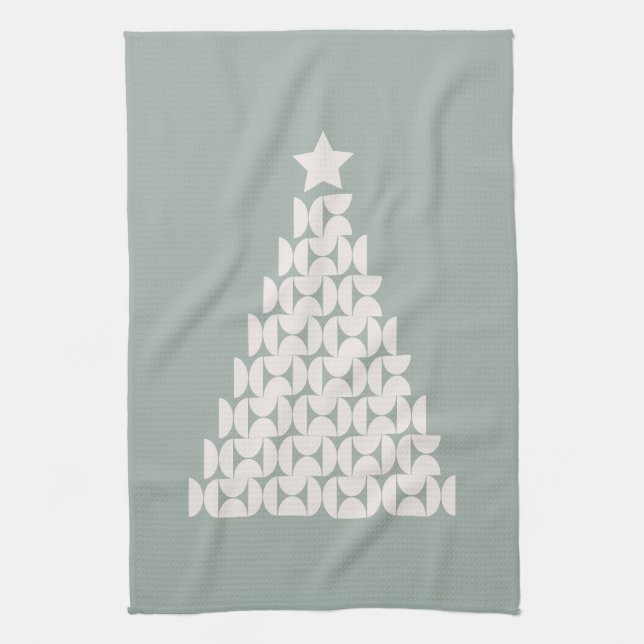 Sage Green Christmas Tree Tea Towel (Vertical)