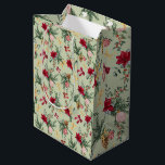 Sage Green Christmas Winter Greenery & Bow Pattern Medium Gift Bag<br><div class="desc">This collection features elegant watercolor greenery,  festive garlands,  and gold accents for a timeless holiday look. Colours are blush pink,  mint green & dark grey.</div>