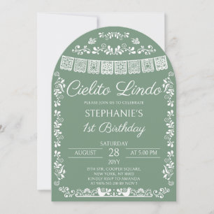 Sage Green Cielito Lindo 1st Birthday Arch Invitation