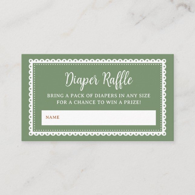 Sage Green Cielito Lindo Baby Shower Diaper Raffle Enclosure Card (Front)