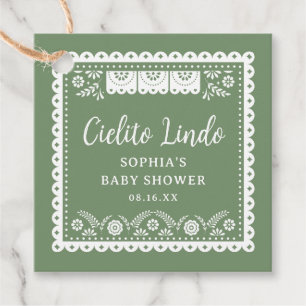 Sage Green Cielito Lindo Talavera Baby Shower Favour Tags