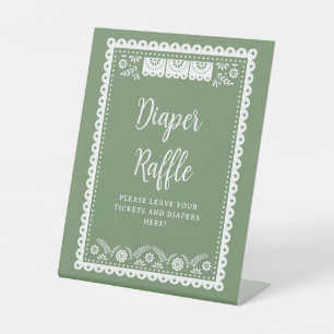 Sage Green Cielito LindoBaby Shower Diaper Raffle Pedestal Sign