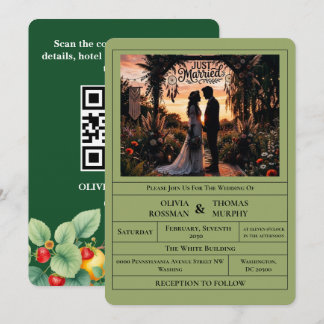 Sage Green Citrus Botanical Wedding Invitation