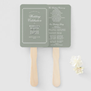 Sage Green Classic Art Deco Wedding Program Hand Fan