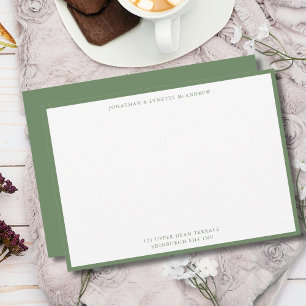 Sage Green Classic Border Flat Note Card