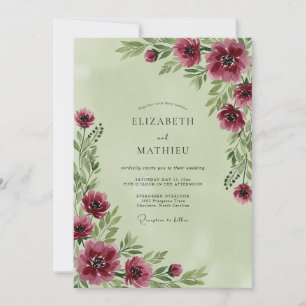 Sage Green Classic Botanical Wedding Invitation