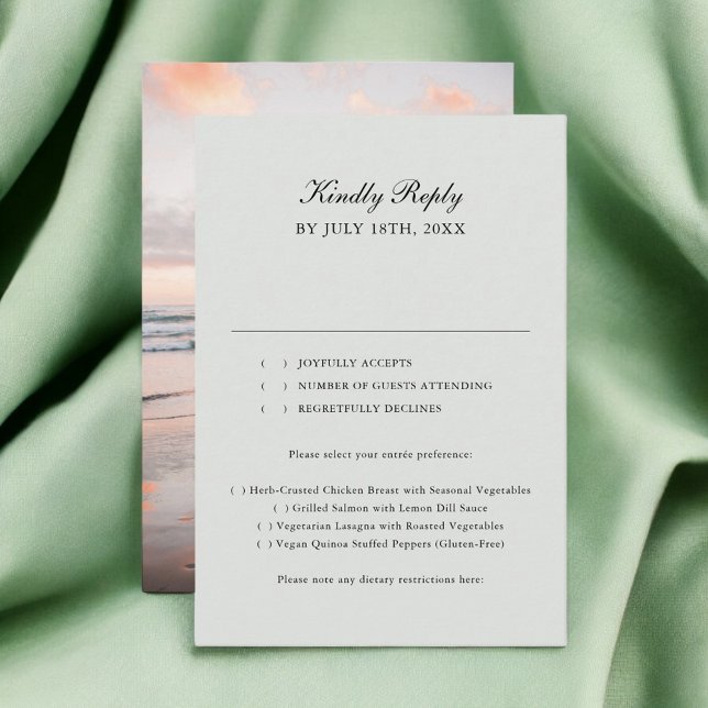 Sage Green Classic Calligraphy Photo Wedding RSVP Card (Creator Uploaded)