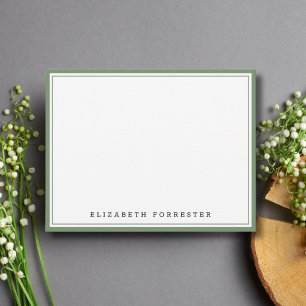Sage Green Classic Double Border Correspondence  Card
