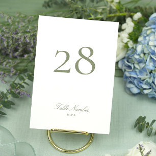 Sage Green Classic Elegant Calligraphy Wedding Table Number
