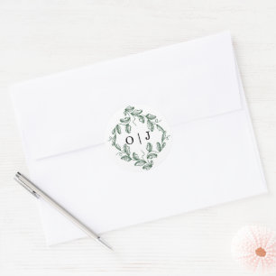 Sage Green Classic Floral Wedding Round Sticker