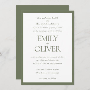 Sage Green Classic Frame Wedding Parents Host Invitation