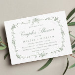 Sage Green Classic French Floral Couples Shower Invitation<br><div class="desc">Elegant French victorian sage green floral couples shower invitation with custom text on the back.
For more advanced customisation of this design,  please click the DESIGN TOOL BUTTON above!</div>