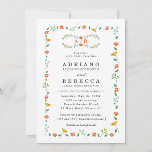 Sage Green Classic French Floral Wedding Invitation
