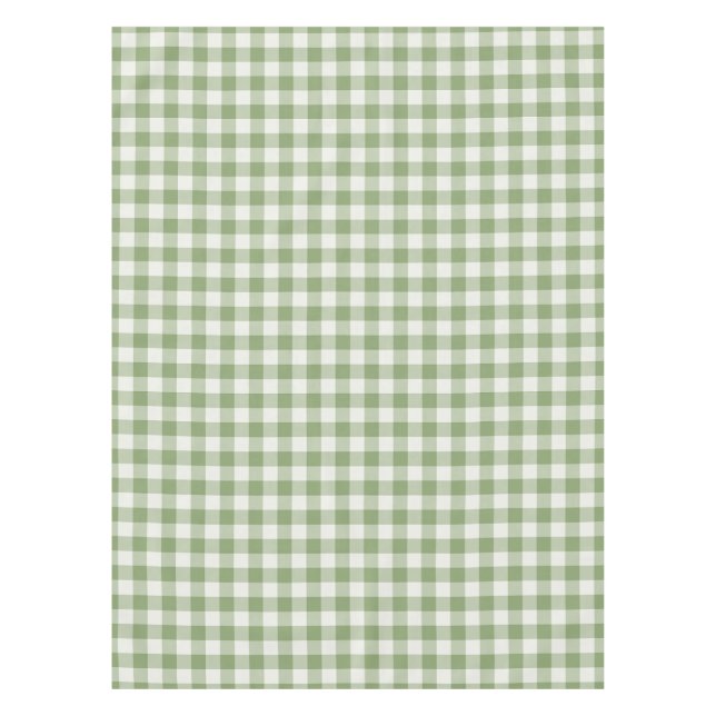 Sage Green Classic Gingham Plaid Tablecloth (Front)