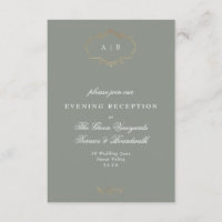 sage green classic gold monogram wedding