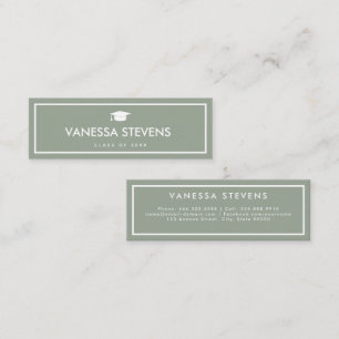 Sage Green Classic Graduation  Calling Card