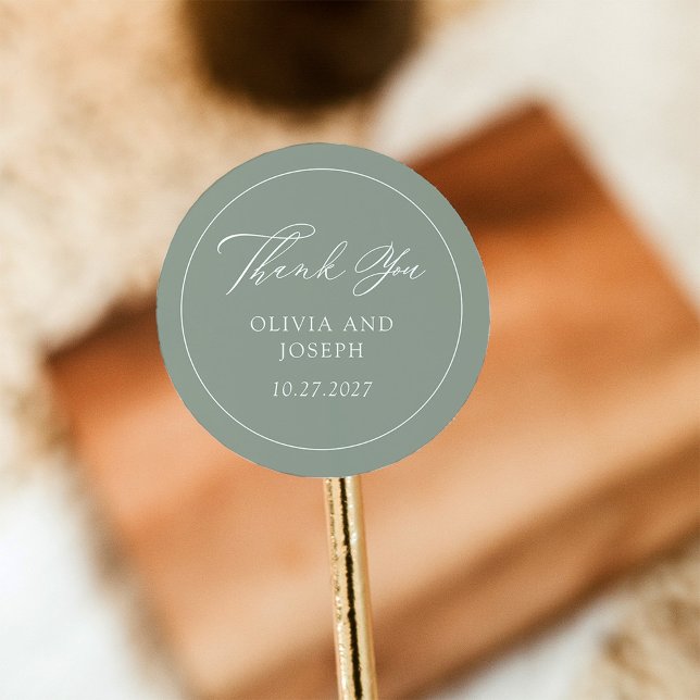 Sage Green | Classic Italian Elegance Wedding Classic Round Sticker (Creator Uploaded)