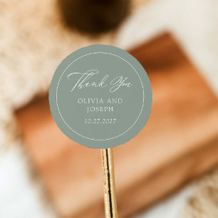 Sage Green Classic Italian Elegance Wedding Round Sticker
