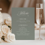 Sage Green | Classic Luxe Wedding Welcome Programme<br><div class="desc">These elegant,  sage green wedding welcome programs feature classic and luxe white calligraphy for a timeless,  fancy look.</div>