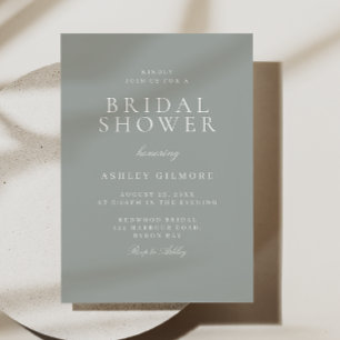 Sage Green Classic Minimal Modern Bridal Shower Invitation