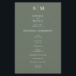 Sage Green Classic Minimalist Wedding Program<br><div class="desc">Make your wedding day unforgettable with this elegant wedding program card. At the top, showcase the couple's monogram, adding a personal and refined touch. Below, the ceremony itinerary is laid out in a beautifully crafted serif font, guiding your guests through each special moment. On the back, honour your wedding party...</div>