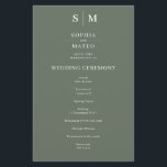 Sage Green Classic Minimalist Wedding Program<br><div class="desc">Make your wedding day unforgettable with this elegant wedding program card. At the top, showcase the couple's monogram, adding a personal and refined touch. Below, the ceremony itinerary is laid out in a beautifully crafted serif font, guiding your guests through each special moment. On the back, honour your wedding party...</div>
