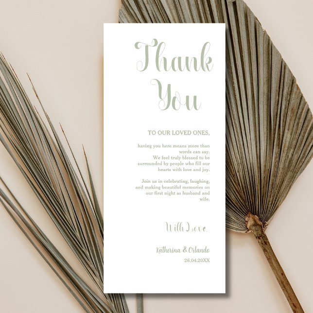 Sage Green Classic Place Setting Thank You Card (Creator Uploaded)