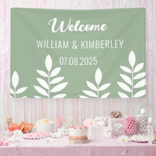 Sage Green Classic Rustic Simple Modern Wedding Banner