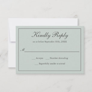 Sage Green Classic Simple Elegant Wedding RSVP