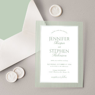 Sage Green Classic Wedding Acrylic Invitations