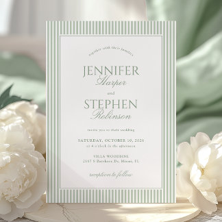 Sage Green Classic Wedding Invitation