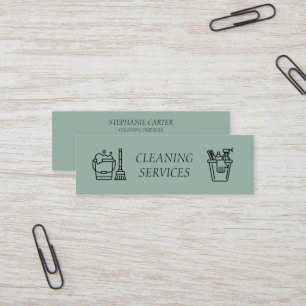 Sage Green Cleaning Services Company  Mini Business Card
