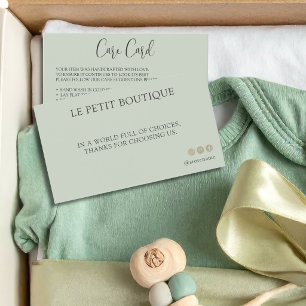 Sage Green Clothing Care Package Insert