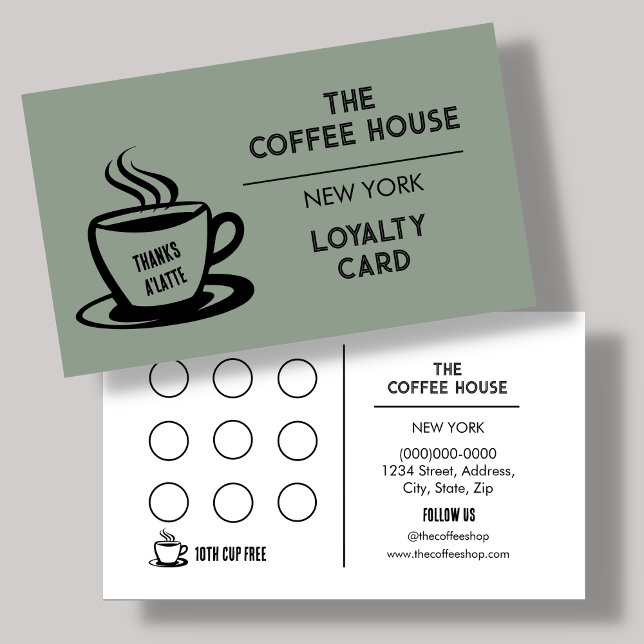 Sage Green Coffee Shop Loyalty Card (Creator Uploaded)