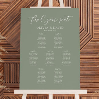 Sage Green Colour 7 Tables Welcome Seating Chart